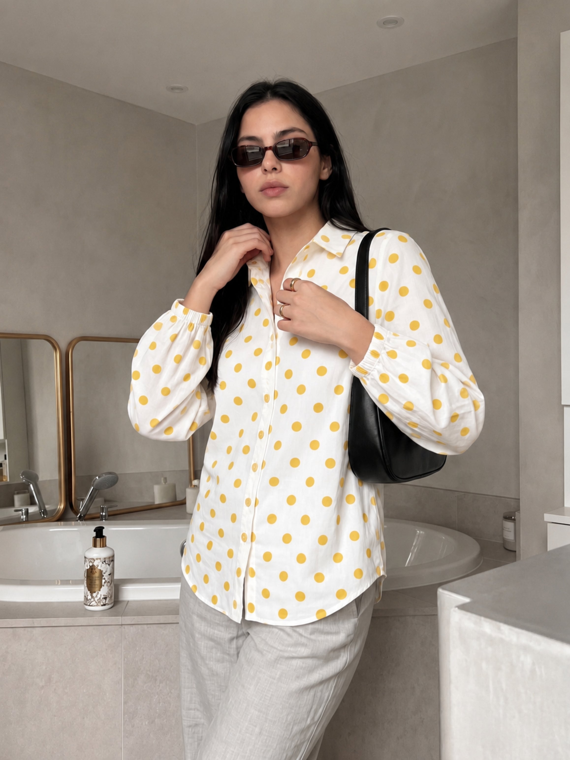 Yellow Polka Dot Relaxed Shirt